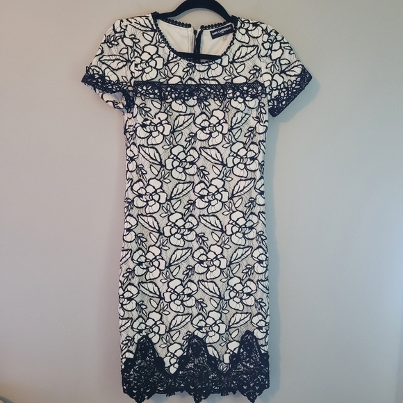 Karl Lagerfeld Dresses & Skirts - Karl Lagerfeld Black and White Lace Dress